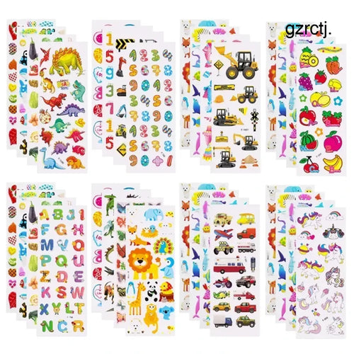 5 Sheets Kids Stickers Puffy Stickers for Children Birthday Christmas New Year Gift for Girl Boy Scrapbooking Cartoon