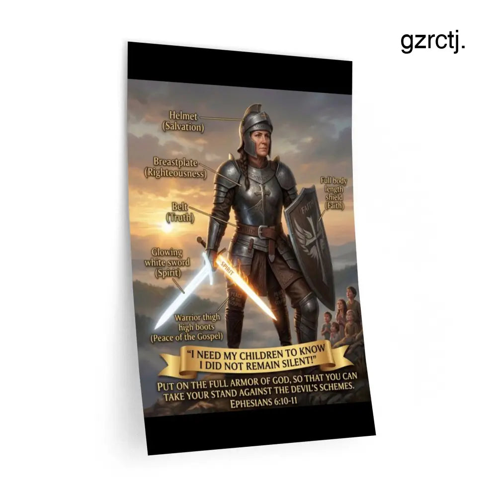 Armor of God Wall Decal, Biblical Christian Spiritual Warfare Illustration (Ephesians 6:10-11) - 12″ x 18″ - Wall Decal