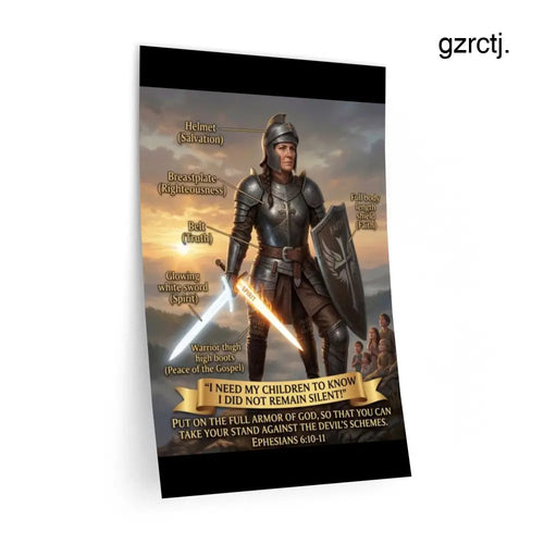 Armor of God Wall Decal, Biblical Christian Spiritual Warfare Illustration (Ephesians 6:10-11) - 12″ x 18″ - Wall Decal
