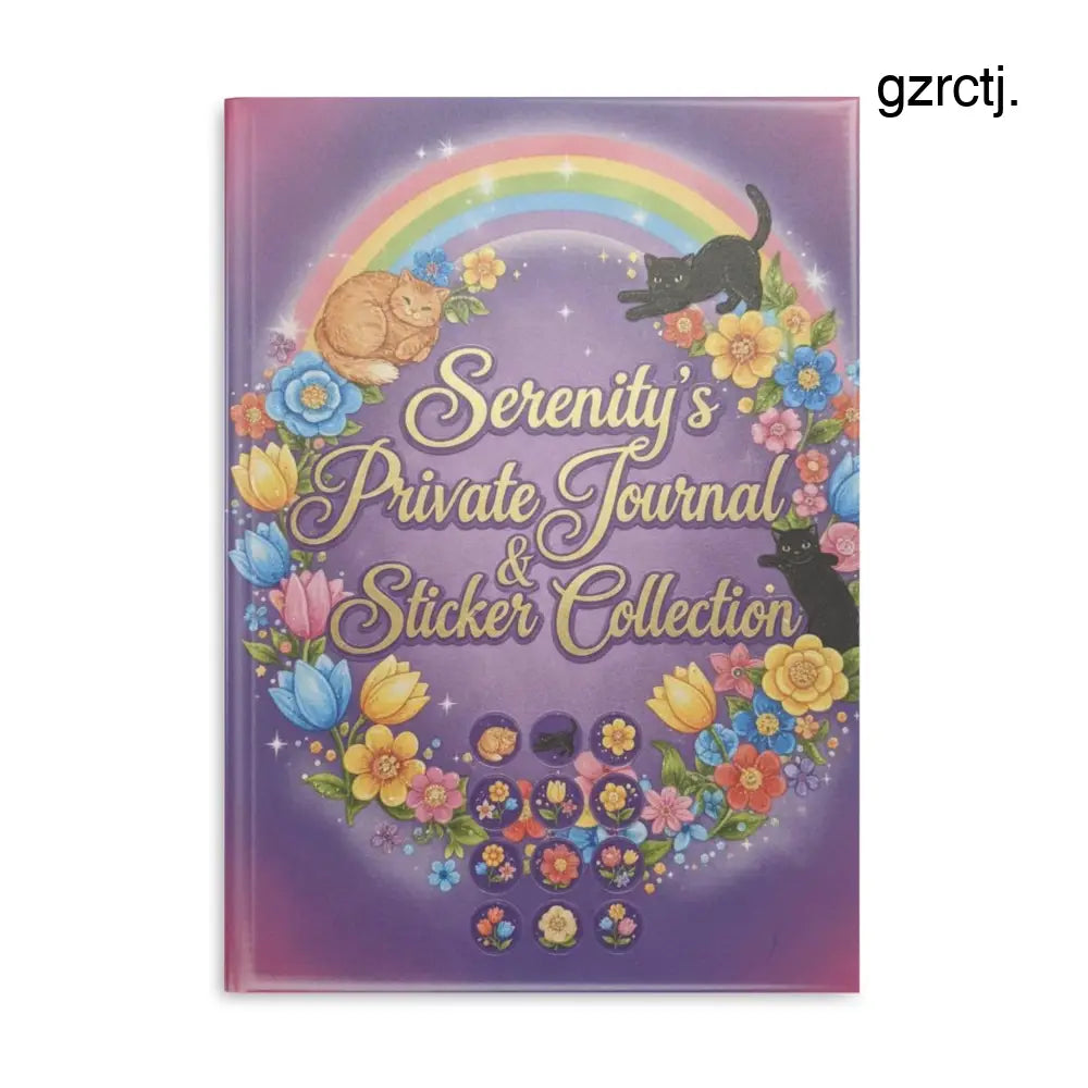 Personalized Serenity Hardcover Notebook, Puffy-Cover Journal & Sticker Book for Girls - A4 / Blank / Glossy - Paper