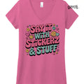 Say it with Stickerz 2 - Fuchsia Frost / XS - Printed T-Shirts
