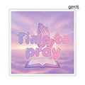 Time To Pray Square Sticker, Religious Devotional Faith Sticker - 2’’ × 2’’ / White - Stickers